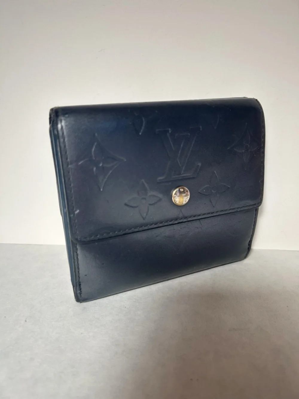 VTG Louis Vuitton Elise Compact Wallet in Monogram Mat Vernis Gray Leather - Picture 3 of 14